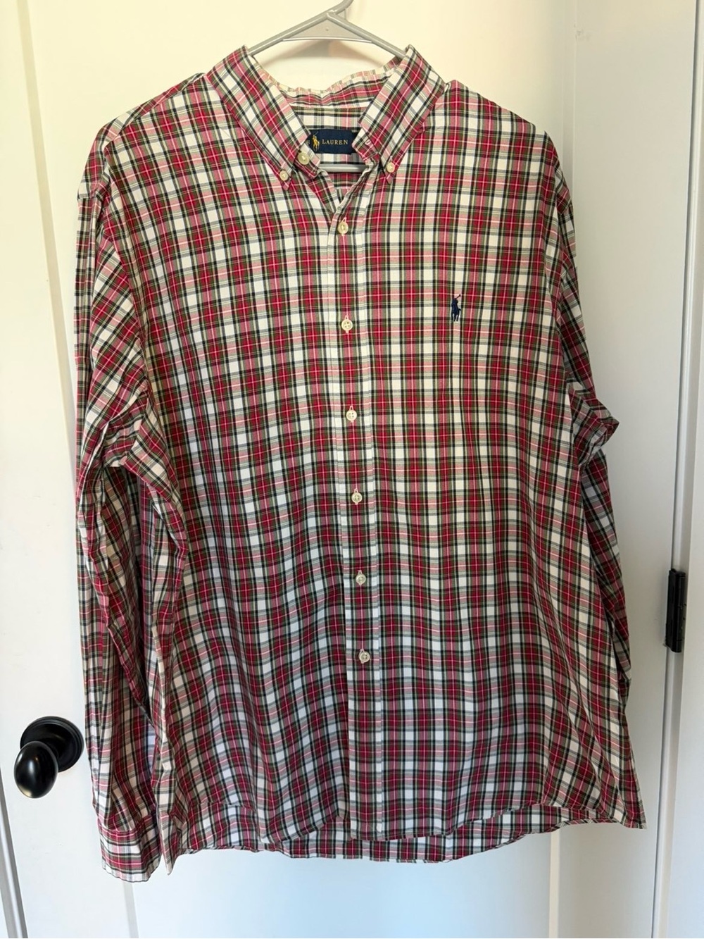 Ralph Lauren Red, Green & White Plaid Button-Up Shirt